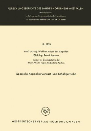 Książka Spezielle Koppelkurvenrast- Und Schaltgetriebe Walther Meyer zur Capellen