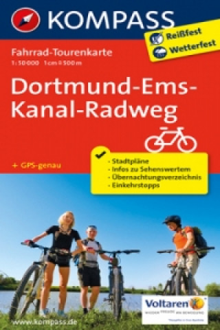 Tiskanica KOMPASS Fahrrad-Tourenkarte Dortmund-Ems-Kanal-Radweg 1:50.000 