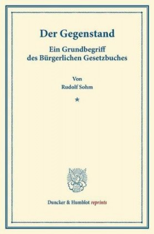 Libro Der Gegenstand. Rudolph Sohm