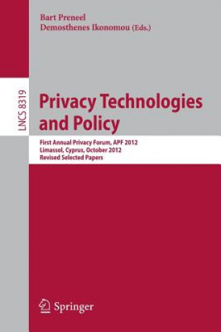Könyv Privacy Technologies and Policy Bart Preneel