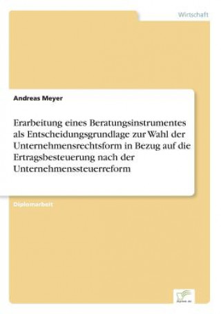 Könyv Erarbeitung eines Beratungsinstrumentes als Entscheidungsgrundlage zur Wahl der Unternehmensrechtsform in Bezug auf die Ertragsbesteuerung nach der Un Andreas Meyer