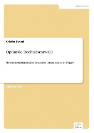 Könyv Optimale Rechtsformwahl Kristin Schad