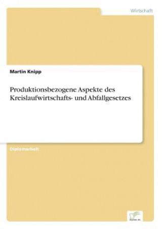 Kniha Produktionsbezogene Aspekte des Kreislaufwirtschafts- und Abfallgesetzes Martin Knipp