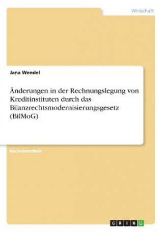 Könyv AEnderungen in der Rechnungslegung von Kreditinstituten durch das Bilanzrechtsmodernisierungsgesetz (BilMoG) Jana Wendel