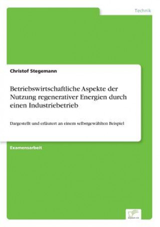 Könyv Betriebswirtschaftliche Aspekte der Nutzung regenerativer Energien durch einen Industriebetrieb Christof Stegemann