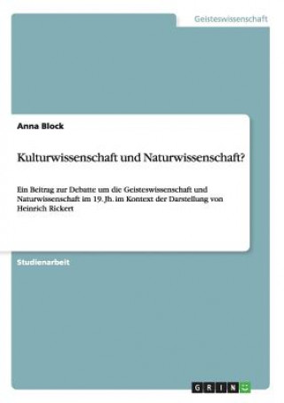 Kniha Kulturwissenschaft und Naturwissenschaft? Anna Block