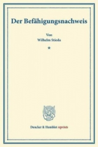 Livre Der Befähigungsnachweis. Wilhelm Stieda