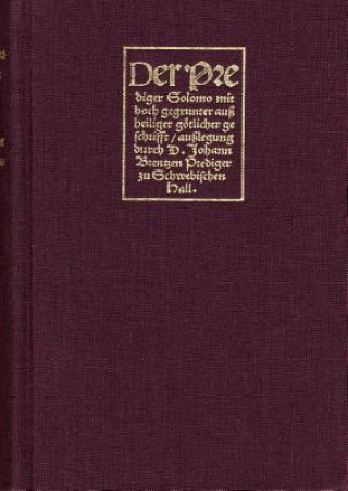 Buch Der Prediger Salomo Johannes Brenz