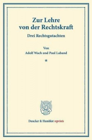 Kniha Zur Lehre von der Rechtskraft. Adolf Wach
