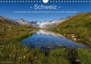 Naptár/Határidőnapló Schweiz - Impressionen der idyllischen Bergwelt im Laufe der Jahreszeiten (Wandkalender immerwährend DIN A4 quer) Sandra Schänzer