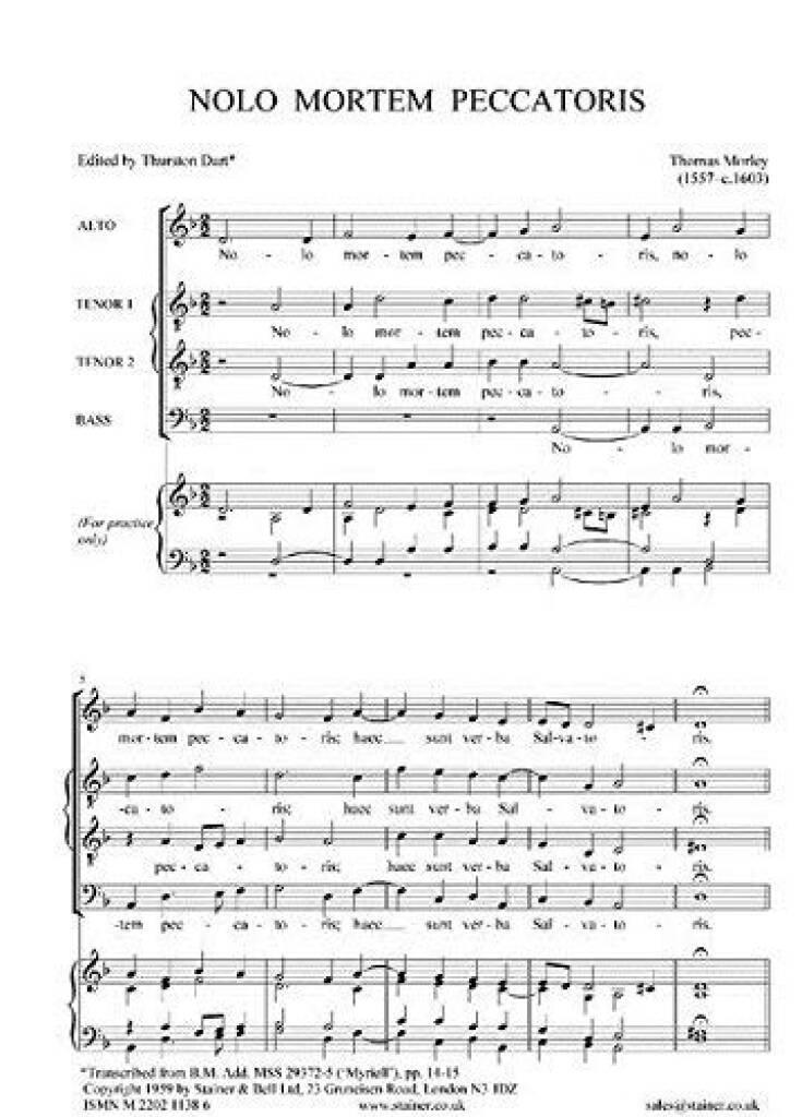 Printed items Nolo mortem peccatoris THOMAS MORLEY