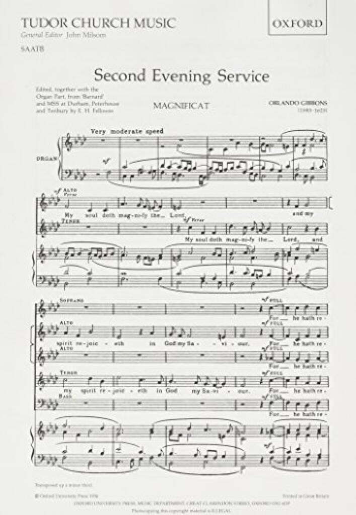 Έντυπα Second Evening Service (Magnificat and Nunc Dimittis) Orlando Gibbons