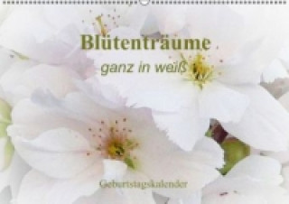 Calendar / Agendă Blütenträume - ganz in weiß / Geburtstagskalender (Wandkalender immerwährend DIN A2 quer) rt-Motiva
