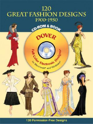Könyv 120 Great Fashion Designs, 1900-1950, CD-ROM and Book Tom Tierney