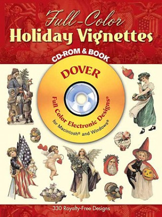 Livre Full-Color Holiday Vignettes CD-ROM and Book Dover