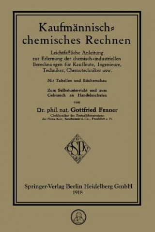 Kniha Kaufm nnisch-Chemisches Rechnen Gottfried Fenner