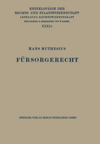 Kniha Fursorgerecht Hans Muthesius