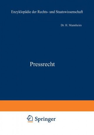 Könyv Pressrecht H. Mannheim