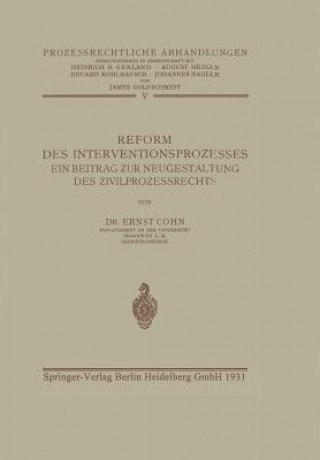 Książka Reform Des Interventionsprozesses Ernst Cohn