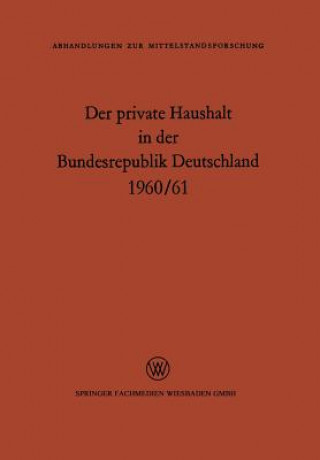 Book Der Private Haushalt in Der Bundesrepublik Deutschland 1960/61 M. E. Kamp