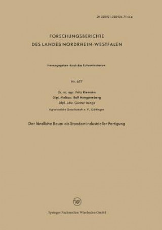 Könyv Der Landliche Raum ALS Standort Industrieller Fertigung Friedrich Riemann