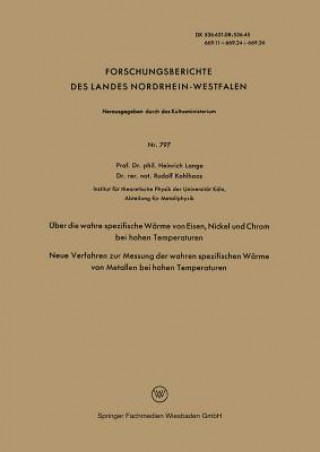 Książka UEber Die Wahre Spezifische Warme Von Eisen, Nickel Und Chrom Bei Hohen Temperaturen Heinrich Lange