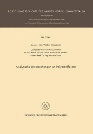 Knjiga Analytische Untersuchungen an Polyamidfasern Volker Rossbach