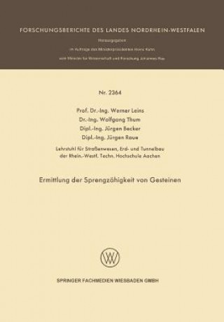 Kniha Ermittlung Der Sprengzahigkeit Von Gesteinen Werner Leins