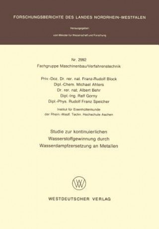 Könyv Studie Zur Kontinuierlichen Wasserstoffgewinnung Durch Wasserdampfzersetzung an Metallen Günther Hermann