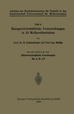 Könyv Energiewirtschaftliche Untersuchungen in 15 Molkereibetrieben B. Lichtenberger