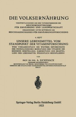 Carte Unsere Lebensmittel Vom Standpunkt Der Vitaminforschung Adolf Juckenack