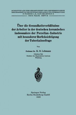 Βιβλίο ber Die Gesundheitsverh ltnisse Der Arbeiter in Der Deutschen Keramischen Insbesondere Der Porzellan - Industrie Mit Besonderer Ber cksichtigung Der T Karl Bernhard Lehmann