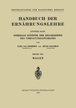 Kniha Handbuch Der Ern hrungslehre Carl von Noorden