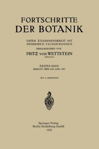 Könyv Fortschritte Der Botanik Fritz v. Wettstein