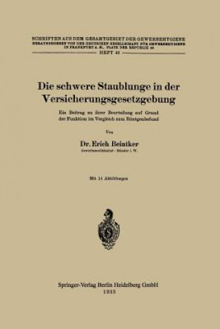 Kniha Die Schwere Staublunge in Der Versicherungsgesetzgebung Erich Beintker