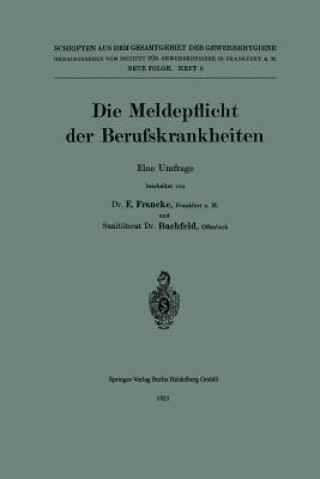 Książka Meldepflicht Der Berufskrankheiten Erich Francke