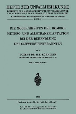 Книга M glichkeiten Der Homoio-, Hetero- Und Allotransplantation Bei Der Behandlung Der Schwerstverbrannten Heinz-Edzard Köhnlein