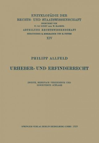 Könyv Urheber- Und Erfinderrecht Philipp Allfeld