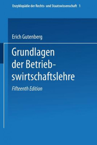Kniha Grundlagen Der Betriebswirtschaftslehre Erich Gutenberg