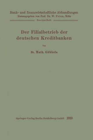 Book Filialbetrieb Der Deutschen Kreditbanken Mathias Göbbels