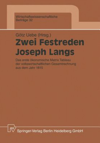 Könyv Zwei Festreden Joseph Langs Götz Uebe