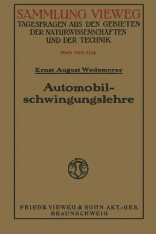 Kniha Automobilschwingungslehre Ernst August Wedemeyer