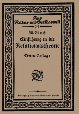 Książka Einfuhrung in Die Relativitatstheorie Werner Bloch