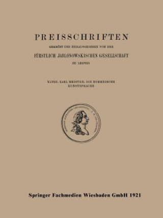 Kniha Homerische Kunstsprache Karl Meister