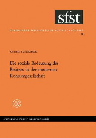 Książka Soziale Bedeutung Des Besitzes in Der Modernen Konsumgesellschaft Achim Schrader