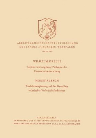 Carte Geloeste Und Ungeloeste Probleme Der Unternehmensforschung / Produktionsplanung Auf Der Grundlage Technischer Verbrauchsfunktionen Wilhelm Krelle