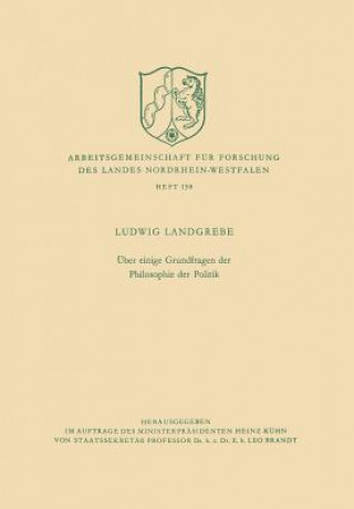 Kniha UEber Einige Grundfragen Der Philosophie Der Politik Ludwig Landgrebe