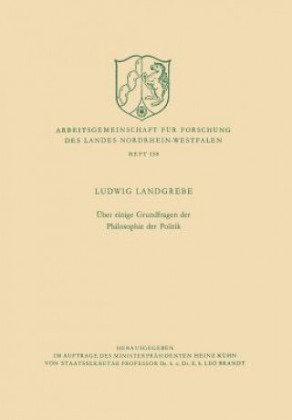 Könyv UEber Einige Grundfragen Der Philosophie Der Politik Ludwig Landgrebe