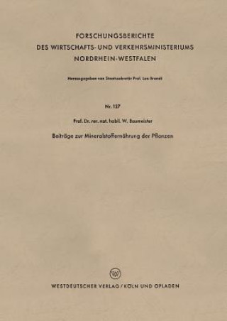 Livre Beitrage Zur Mineralstoffernahrung Der Pflanzen Walter Baumeister