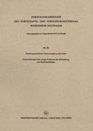 Książka Untersuchungen UEber Einige Probleme Der Behandlung Von Blechoberflachen 